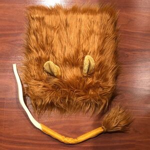Furry Brown Costume Hood with Tail